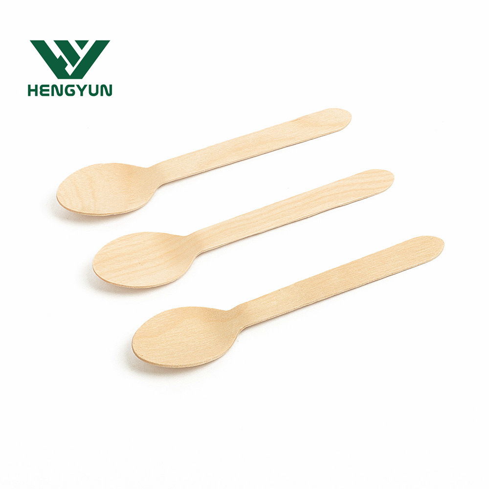 恒运木业一次性木勺冰激凌勺甜品叉子桦木雪糕勺子一次性木餐具