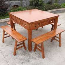 四方桌花仿古岩板桌椅组合四方餐桌方桌酒店用大圆桌八仙桌家用