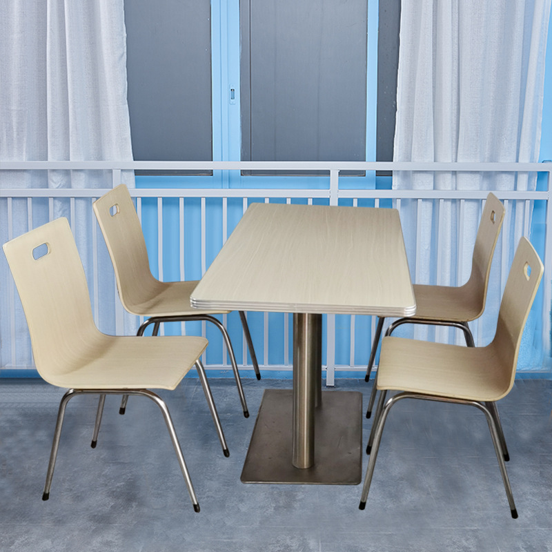 职员不锈钢快餐桌椅学校餐桌椅组合四人桌食堂小吃店单位员工桌椅
