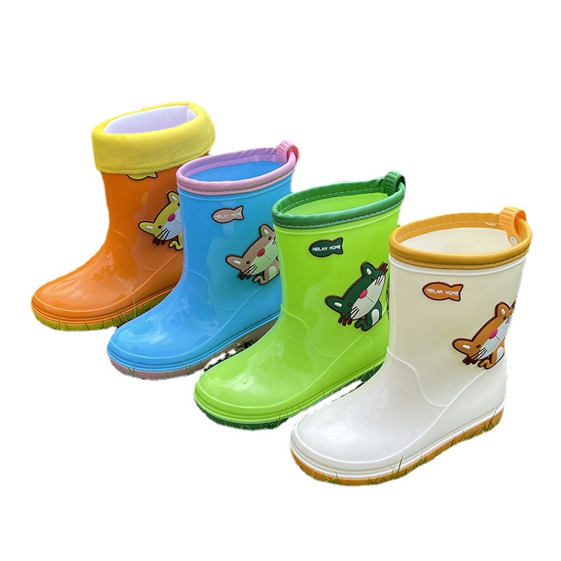 Ai Yaoyu Children's Rain Boots Non-Slip Environmental Protection Student Waterproof Shoes Toddler Boys and Girls Medium and Big Children Cartoon Rain Boots Warm