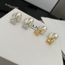 小众CE高级设计个性耳钉简约时尚心形字母凯旋门不对称复古风耳环