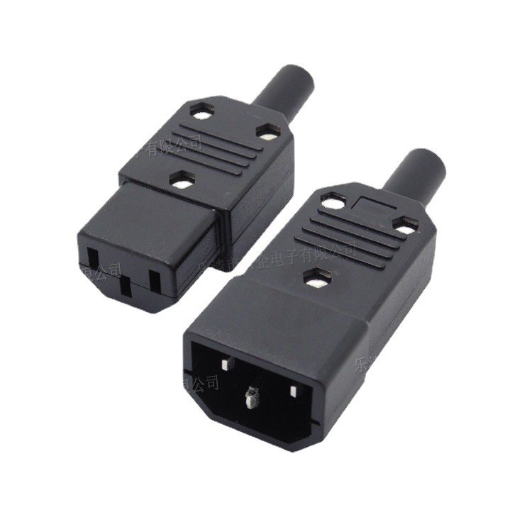 供应ac电源插头三针三芯电动车公母插座弯头 ac013品字型工业母座