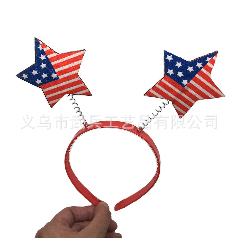 Amazon Hot Sale American Flag Hat Headband Independence Day Party Carnival Patriotic Parade Tassel Decoration Head Buckle