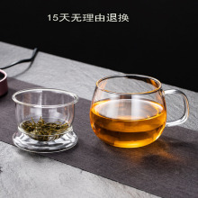 0O9Z批发玻璃茶杯耐高温带把水杯高硼硅过滤耐热泡茶女士透明带盖