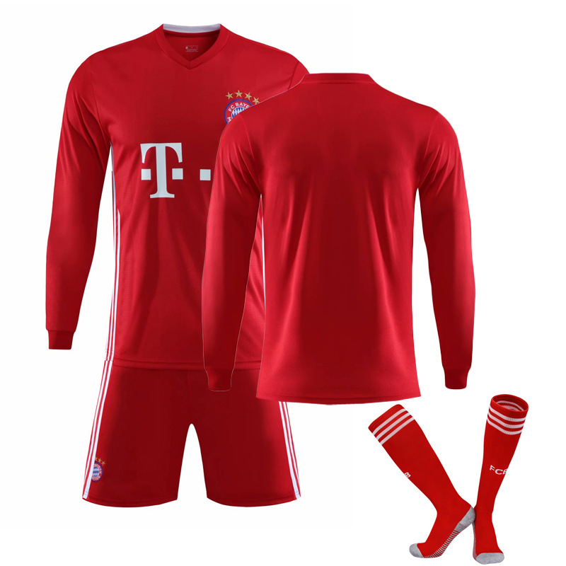 长袖拜仁球衣20-21主场9号莱万25号穆勒10号萨内足球队服套装印号