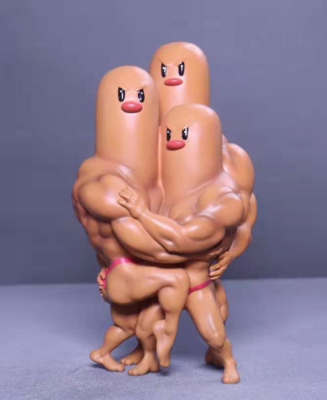 动漫批发 抖音网红肌肉男猛男地鼠三兄弟 q版公仔 模型盒装摆件