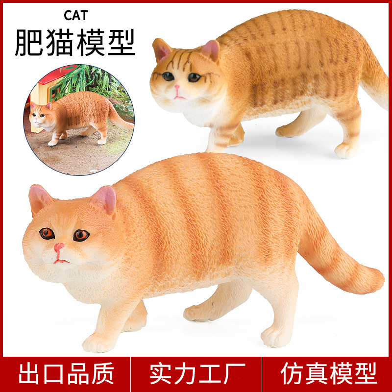 儿童认知仿真动物模型实心猫咪玩具黄色肥猫波斯猫家猫宠物猫摆件