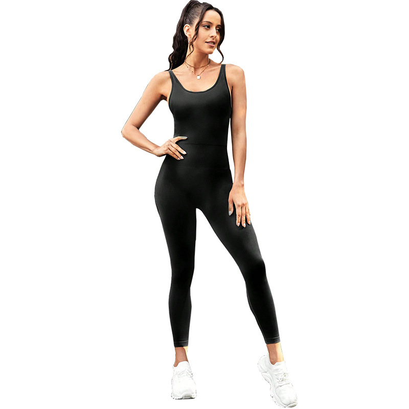 European and American One-Piece Seamless Yoga Jumpsuit Sports Jumpsuit Hollow Vest Running Fitness Yoga Pants Women