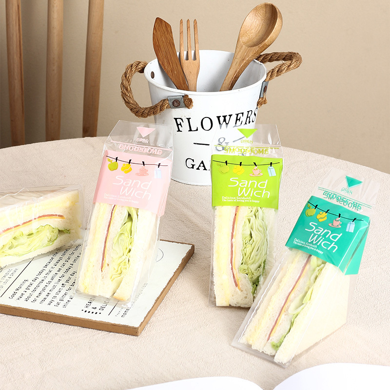 Easy to Tear Sandwich Paper Sandwich Packaging Bag Triangle Cake Plastic Food Baking Bread Bag
