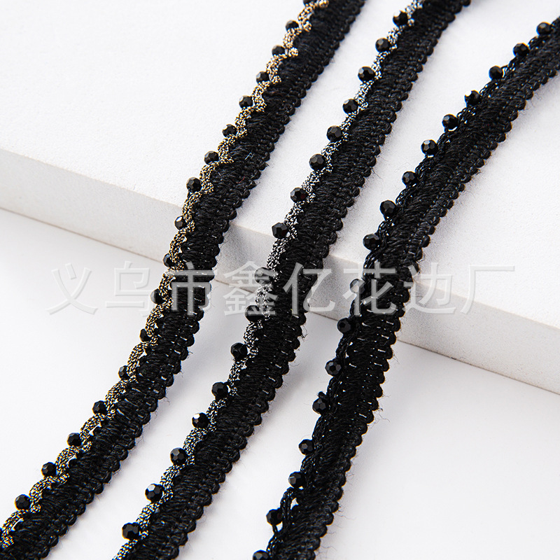 self-produced and self-sold spot supply handmade beaded lace 3cm ball bead ribbon handmade lace clothing accessories