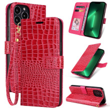 适用iphone 16手机壳苹果15手机皮套新款三星S24鳄鱼纹翻盖保护套