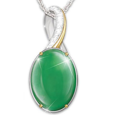 豪捷   绿色宝石项链女士吊坠配饰配件速卖通爆款