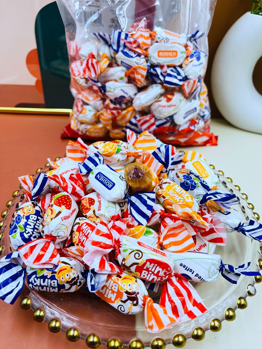 俄罗斯糖果进口roshen/如胜多口味果汁夹心软糖小猴子糖1公斤