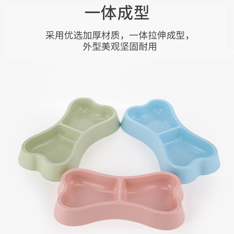 Dog Bone Shape Pet Double Bowl Macaron Bone Shape Dog Double Bowl Pet Bowl Dog Bowl Cat Bowl Pet Supplies