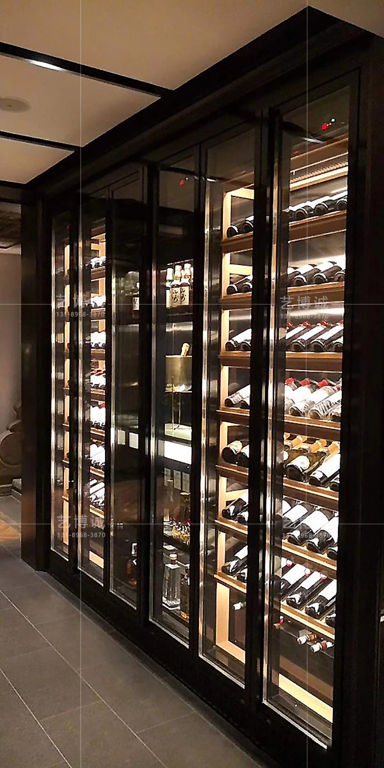 厂家定做武汉新中式红酒庄储酒柜 酒窖地下室不锈钢红酒恒温酒柜