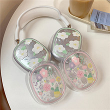 韩风花朵适用airpods max保护套苹果头戴式耳帽耳罩耳机壳透明