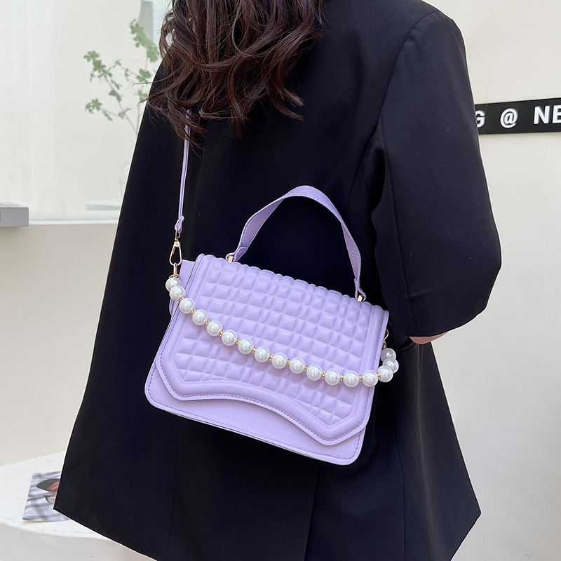 Summer Candy Color Pearl Tote Bag Women's Fashion Chocolate Pattern Shoulder Messenger Bag Korean Style Versatile Small Square Bag