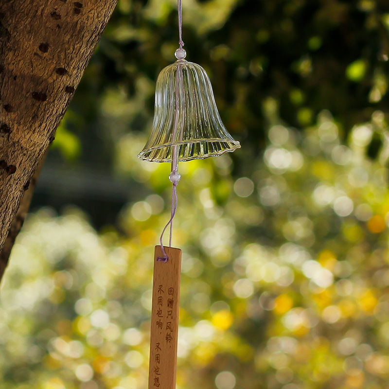 风铃挂饰许愿卧室夏日和风铃樱花玻璃透明悬挂式室外户外庭院代发