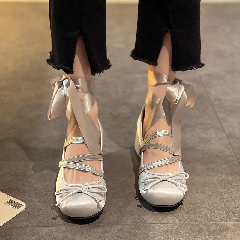 玛丽珍鞋韩版芭蕾舞鞋女2024年早春新款时尚百搭复古纯色日常粗跟