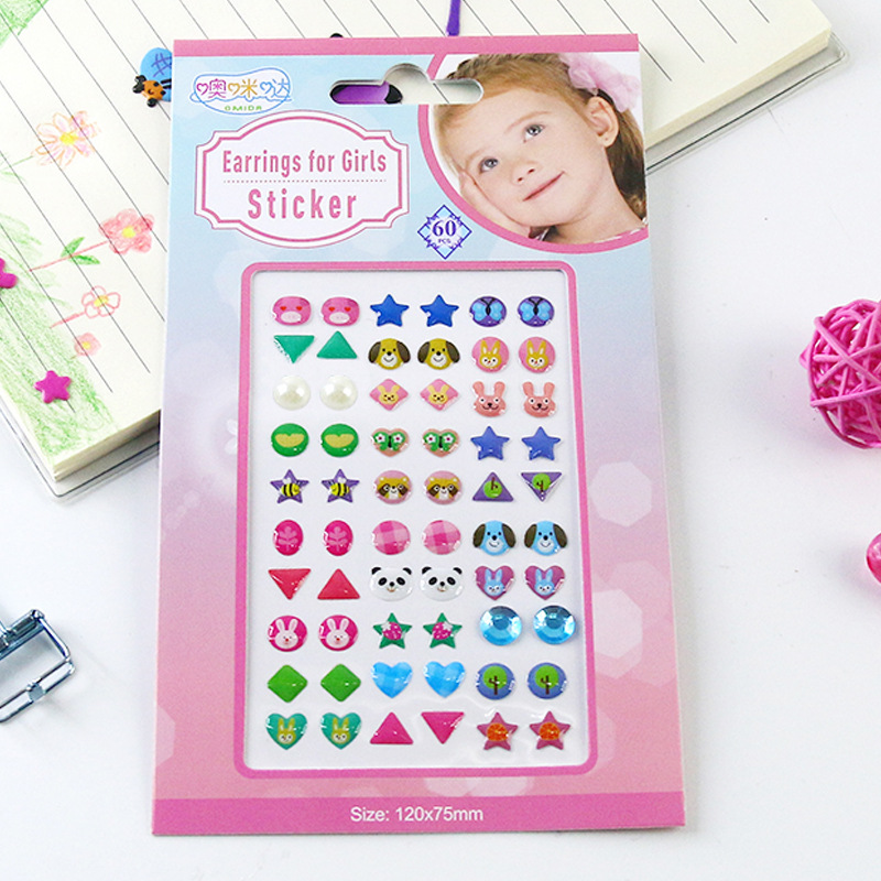 Cross-Border Children's Three-Dimensional Stickers Girls' Earrings Stickers DIY Colorful Crystals Stickers Nail Sticker Decorative Sticker Crystal Epoxy Stickers