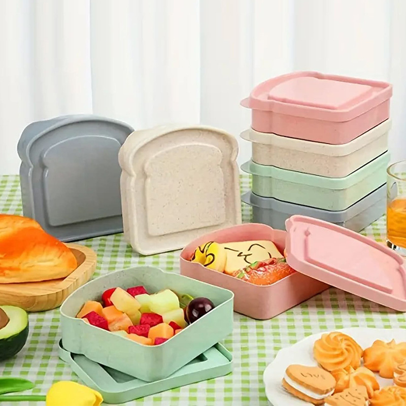 Amazon Temu Shein Cross-Border Hot Portable Toast Bread Sandwich Box Wheat Straw Bread Box