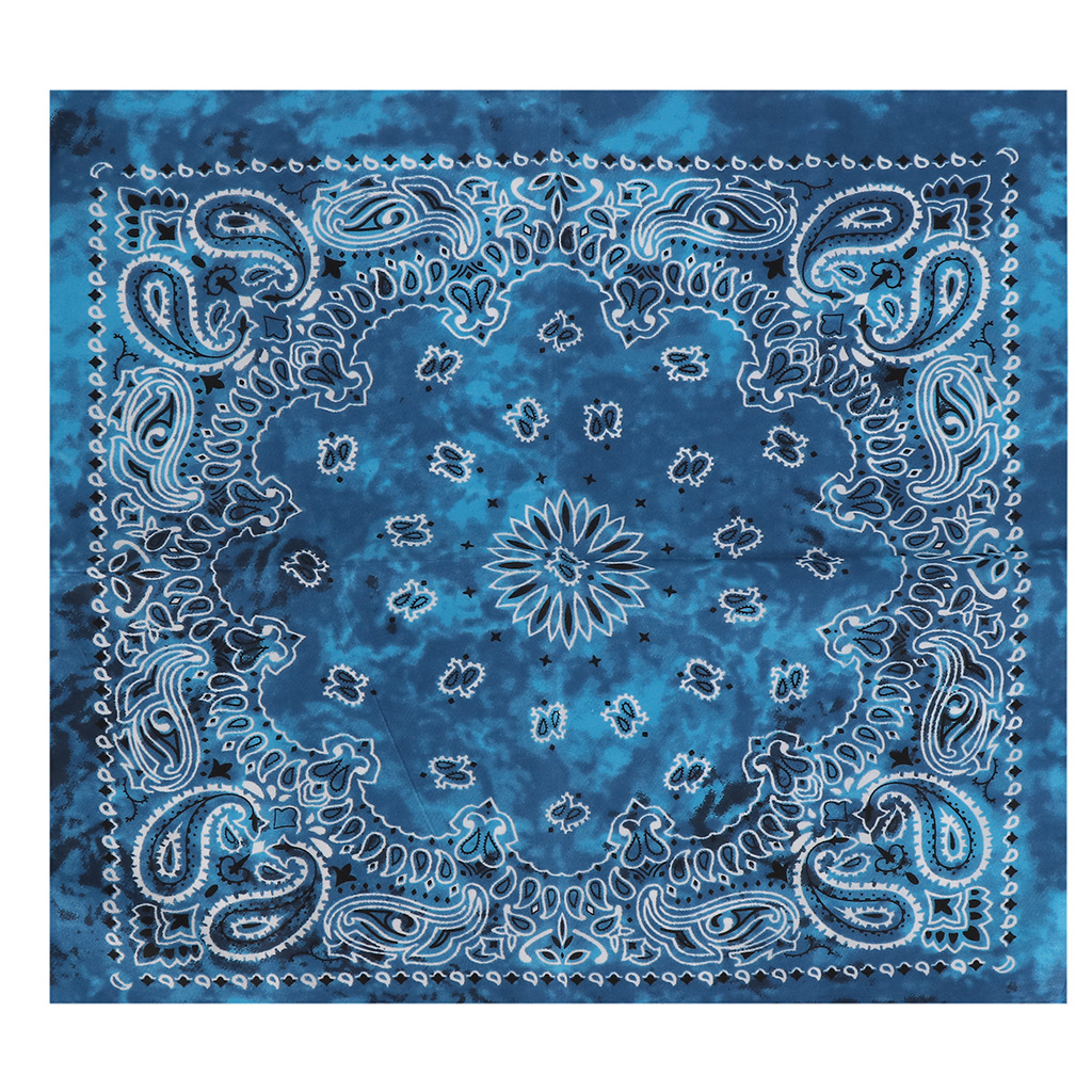 外贸新款扎染双腰腰果花方巾渐变嘻哈头巾全棉bandana印花大手帕