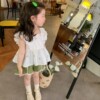 girl Korean Edition Western style suit baby Summer wear new pattern children Broken flowers Sleeveless vest leisure time shorts 22352