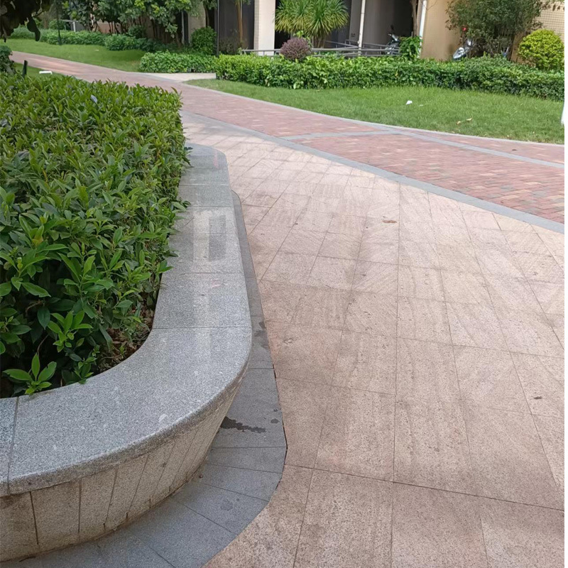 大理石广场平铺石人行道路缘石花圃围边光面火烧粗面