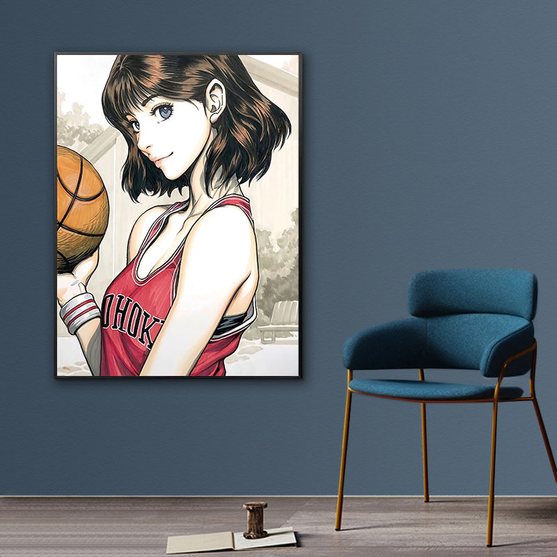 灌篮高手动漫人物挂画樱木流川枫湘北篮球明星书房空白墙壁画油画