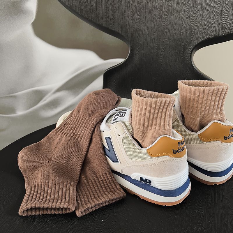 Winter Socks for Women Autumn and Winter Mid-Calf Length Socks Ins Trendy All-Matching Good-looking Solid Color Maternity Socks Mori Style Athletic Socks