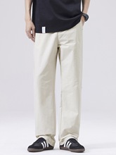 夏季美式白色休闲裤男宽松直筒垂感潮牌阔腿裤设计感西裤纯色长裤