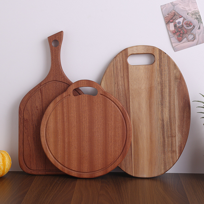 Japanese-Style Acacia Mangium Chopping Board Household Fruit Baby Food Supplement Chopping Board Solid Wood Steak Wood Pallet Pizza Plate Bread Board