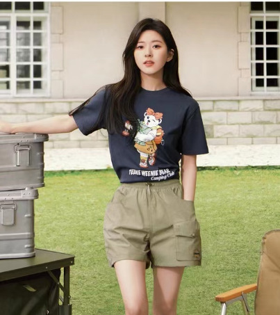 赵露思同款2023夏季小熊卡通印花圆领休闲短袖t恤女ttrw232301t