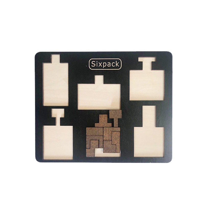 烧脑six pack 木质puzzle超难十10级难度拼图六个瓶子成人地狱