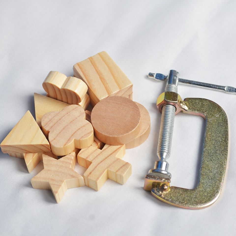 手工扎染diy工具造型小木块g形夹组合材料包 夹染工具材料套装