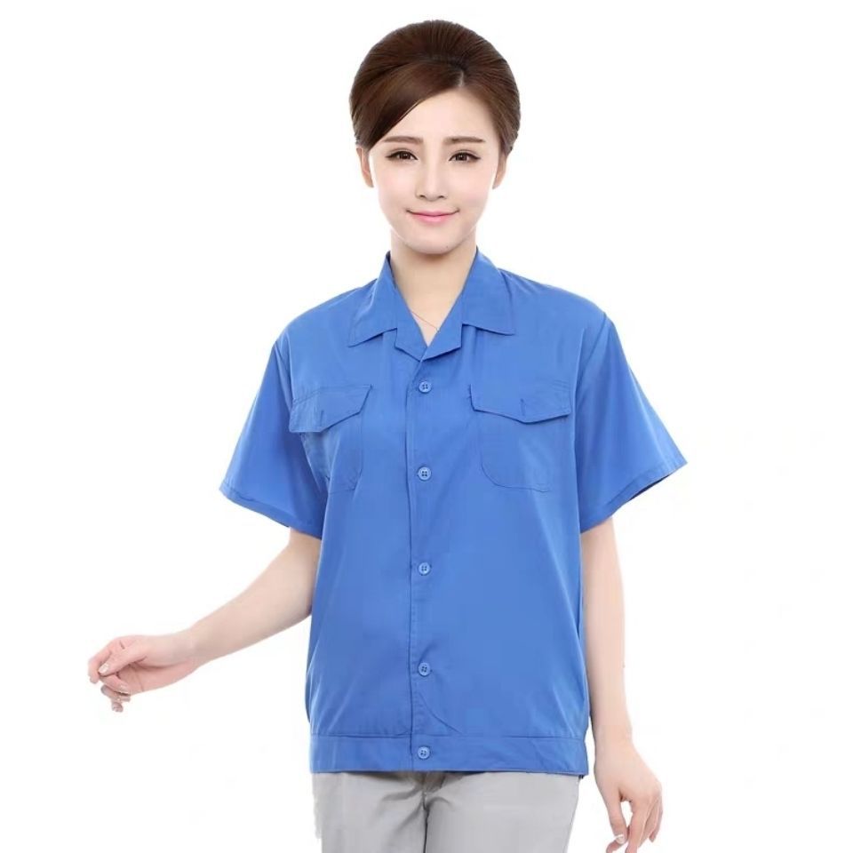 夏季劳保工作服上衣男半袖汽修夏天短袖工厂工人工装食品厂服