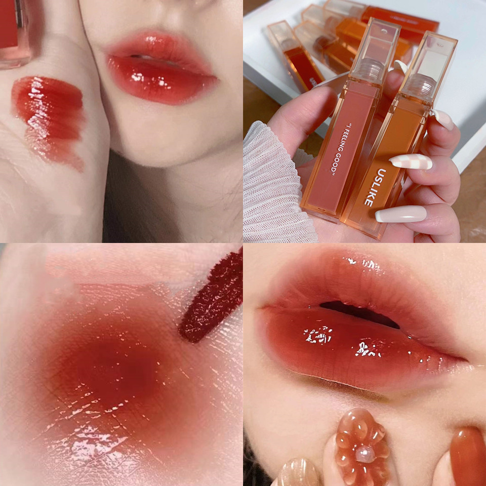 Internet Celebrity Same Style Dew Lip Lacquer Moisturizing and Nourishing Water Light Mirror Lip Lacquer Lip Gloss Female Good-looking Student Lip Gloss