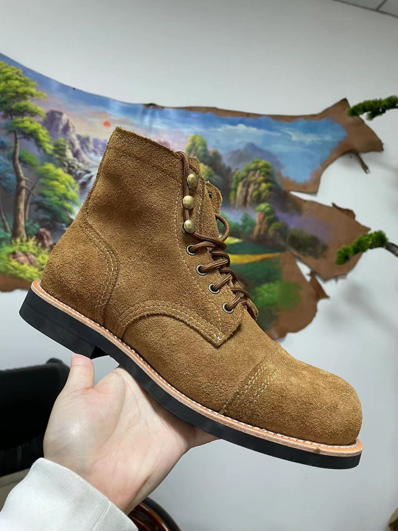 复古red红翼明伞兵固特异真皮8111机车马丁短靴工装鞋女男靴wing