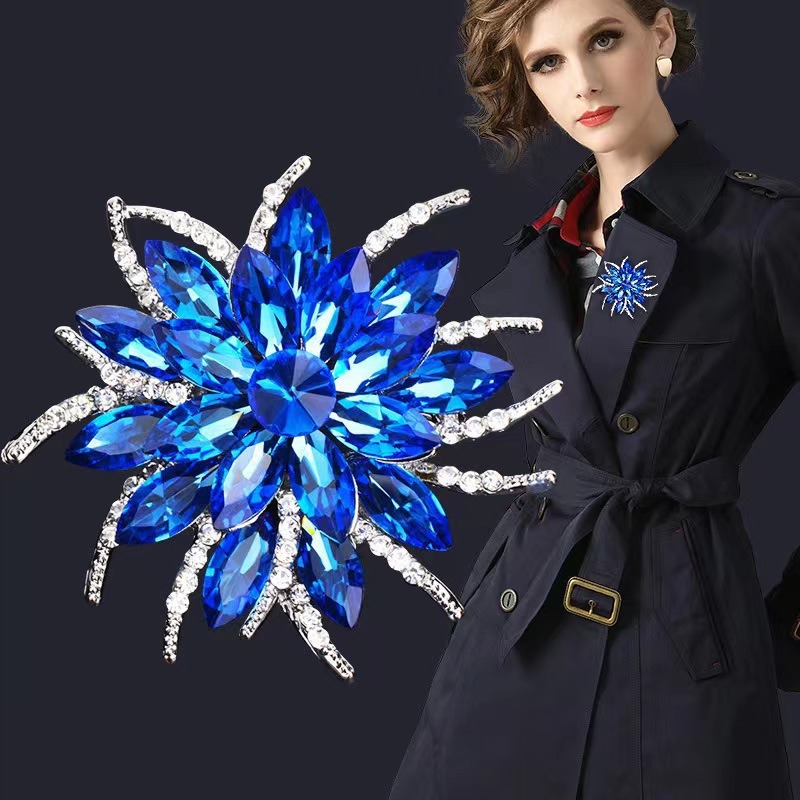 欧美时尚永恒之花胸针潮流闪钻精致奢华别针西装服饰装饰复古胸花