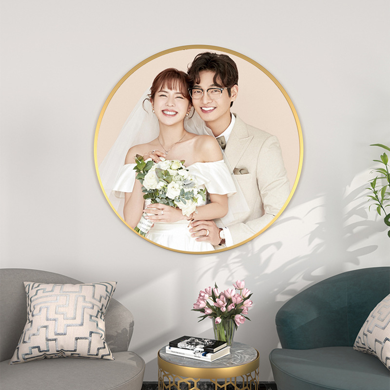 婚纱照放大挂墙洗照片水晶相框圆形画框全家福结婚照相片制作