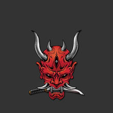 鬼武士车贴般若鬼武者面具汽车贴纸日系和风电动车摩托车划痕贴