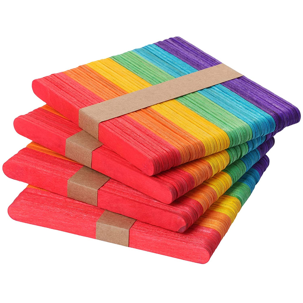 彩色冰棒棍雪糕棒批发 幼儿园手工diy制作材料 114*10*2mm50支