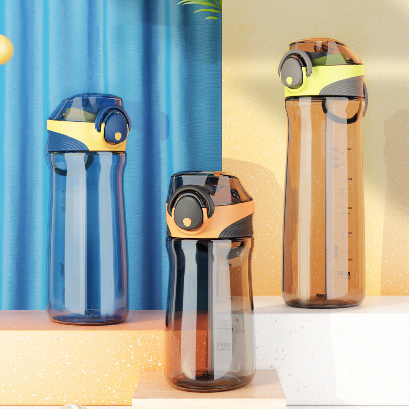 美塑富全tritan塑料杯创意弹盖个性提手水杯男女学生运动便携吸管