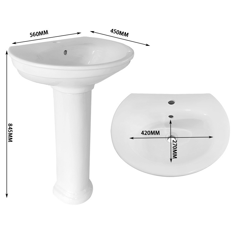 Meijie Pedestal Basin Small Size Balcony Wash Basin Ceramic Washbasin Plate Single Basin Bathroom Inter-Platform Basin Household