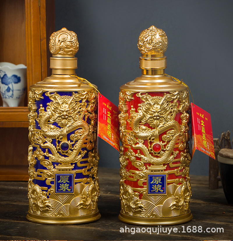 安徽白酒礼盒装中国龙酒750ml装自酿浓香型酒五粮固态发酵