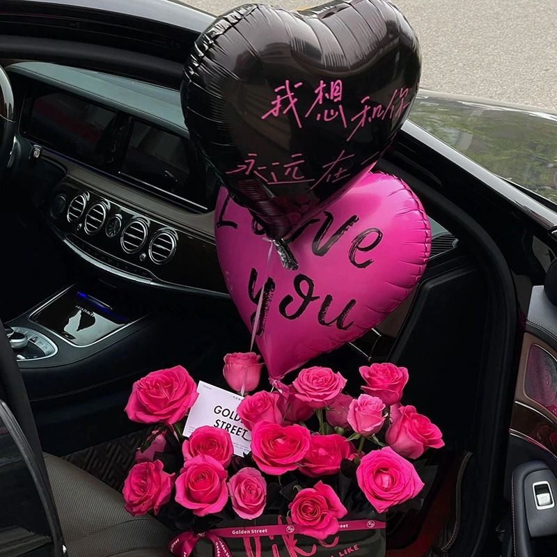 Qixi Valentine's Day Confession Love I Love You Balloon 18-Inch Aluminum Film Rose Red Black Confession Proposal