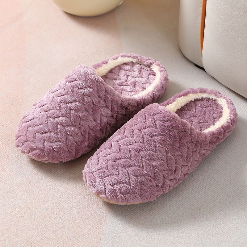 New Jacquard Japanese Soft Bottom Mute Suede Slippers Non-Slip Wooden Floor Indoor Cotton Slippers