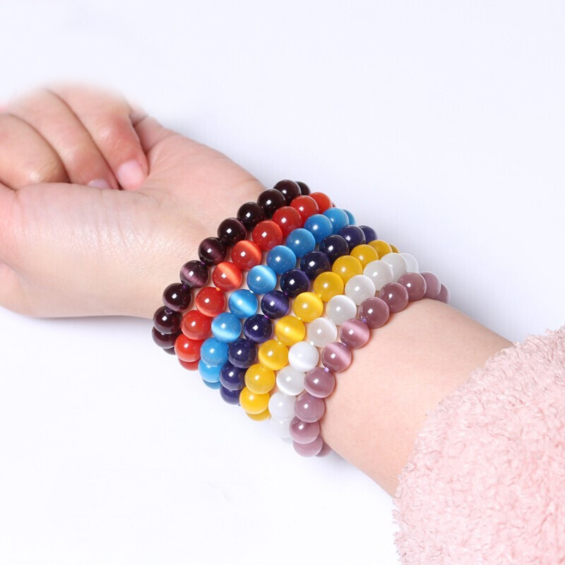 Multicolor Colorful Opal Single Circle Bracelets for Men and Women Ornament Pink Purple Blue Yellow Bracelet Donghaishuijing Wholesale