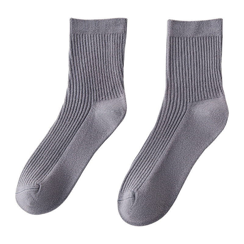 Men's Mid-Calf Cotton Socks 45G Spring and Autumn Casual Double Needle Cotton Socks Zhuji New Cotton Men