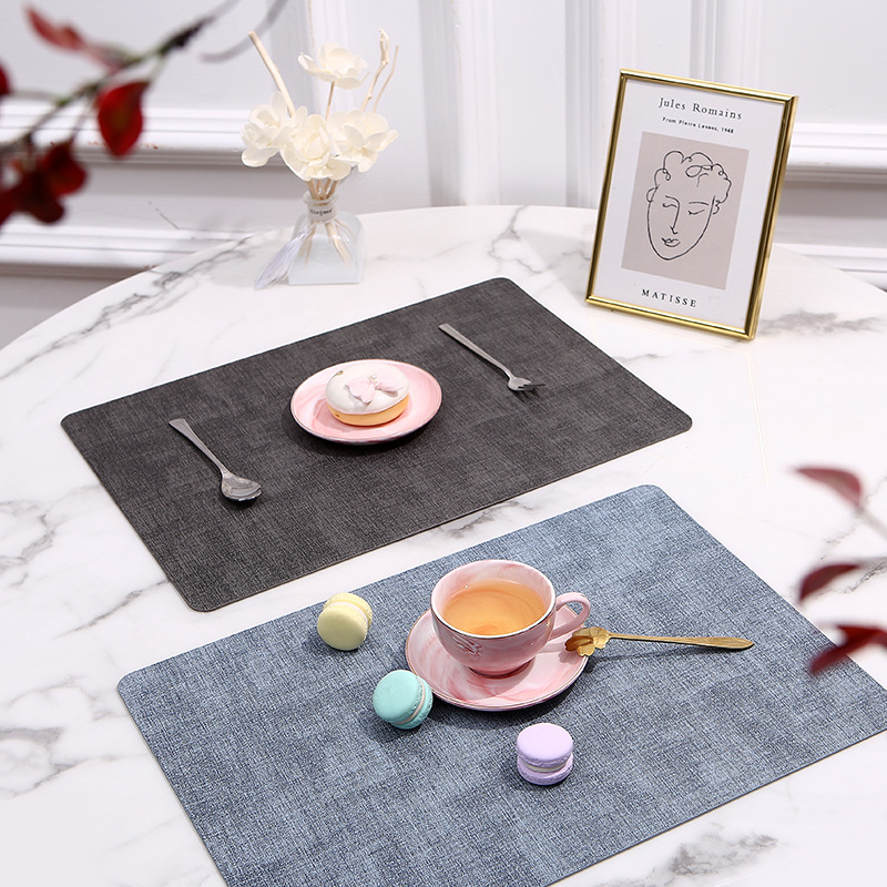 Nordic Ins Simple Table Mat Leather Placemat Double-Sided Creative Pu Western-Style Placemat in Stock Wholesale Waterproof Heat-Resistant Mat